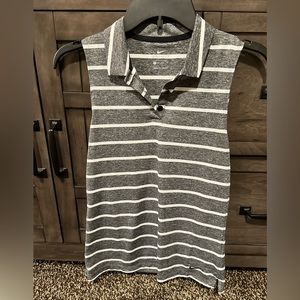 Nike sleeveless grey and white striped golf polo shirt XS